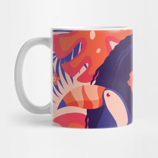 Tropical Girl with her Toucan Friend Mug